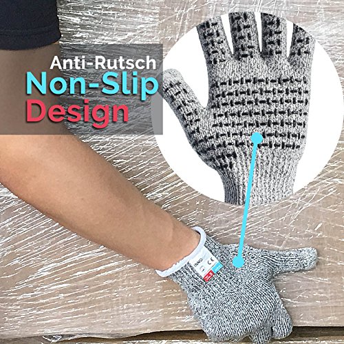 Guantes Anticorte,InnoBeta Guantes de Trabajo, Guantes Resistentes al Corte, Guantes de Cocina de Seguridad-Protección nivel 5 de alto rendimiento,Pantalla táctil Guantes Antideslizantes(S)