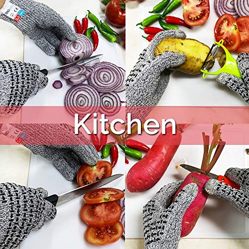 Guantes Anticorte,InnoBeta Guantes de Trabajo, Guantes Resistentes al Corte, Guantes de Cocina de Seguridad-Protección nivel 5 de alto rendimiento,Pantalla táctil Guantes Antideslizantes(S)