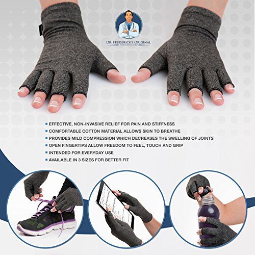 Guantes de artritis Dr. Frederick's Original - Calor y compresión para el alivio del dolor de la artritis reumatoide y la osteoartritis | 1 Par | Anti Artritis Guantes terapéuticos - Hombres y mujeres