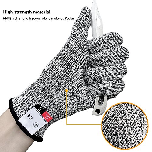 Guantes resistentes a los cortes con puntos de agarre. Alto rendimiento y protección de nivel 5, aptos para uso alimentario. Por DooGu small gris