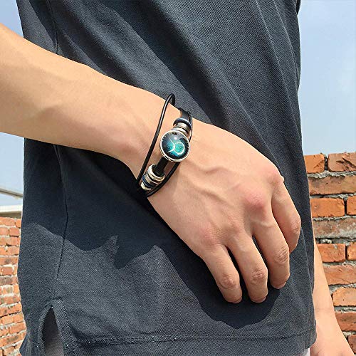 GuDeKe Retro 12 Zodiaco Pulsera de la constelación Pulsera de Cuero con Cuentas (Tauro)