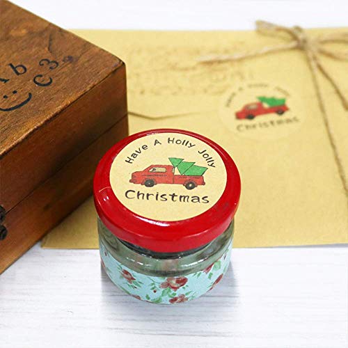 Gudotra 180pcs Pegatina Kraft Rotonda Retro Etiqueta Adhesiva Navidad Decoracion para Bolsa Papel Jabón Regalo Recuerdo Scrapbooking Gracias Invitados Boda Aniversario Fiesta