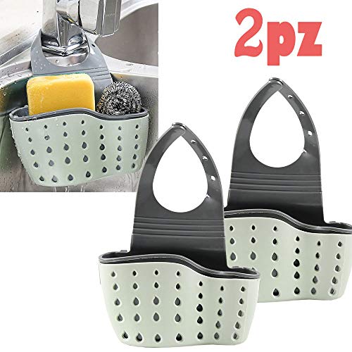 Gudotra 2pcs Organizador de Fregadero Cocina Estante de Almacenamiento para Organizador de Escurreplatos Cocina Baño Porta Esponja Cesta Escurre para Verde Blanco