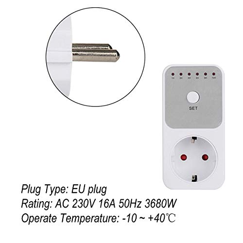 Gugutogo Mini LED Countdown Timer Switch Socket Outlet Plug-in Time Control EU Plug blanco