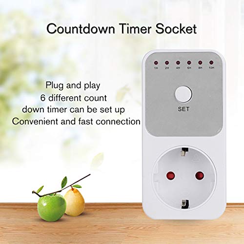 Gugutogo Mini LED Countdown Timer Switch Socket Outlet Plug-in Time Control EU Plug blanco