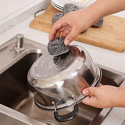 Guilty Gadgets - Juego de 6 estropajos de acero inoxidable antióxido para cocina, 6 cm x 6 cm