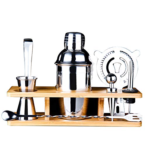 GUIOB Juego De Cócteles De 8 Piezas: Kit De Coctelera Parisina De Cobre En Caja De Regalo con Accesorios Que Incluyen Agitador Aparejo Y Colador,350ML