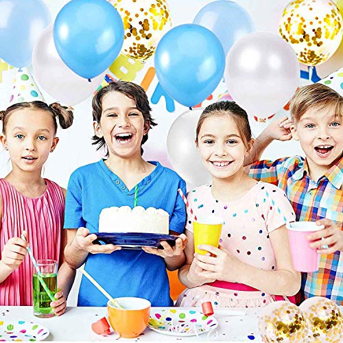 Guirnalda de globo azul y blanco, kit de arco,16 pies de largo, 74 globos de oro azul y blanco paquete de arco para fiesta de cumpleaños de niña, baby shower, despedida de soltera, decoración de boda