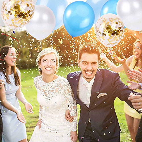Guirnalda de globo azul y blanco, kit de arco,16 pies de largo, 74 globos de oro azul y blanco paquete de arco para fiesta de cumpleaños de niña, baby shower, despedida de soltera, decoración de boda