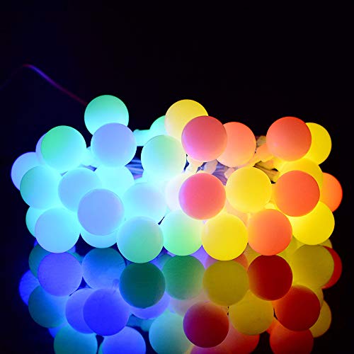 Guirnalda Luces Exterior Solar,Tomshine 50LED 6.9m Cadena de Luces Bolas Led Decorativas,IP44 Impermeable 8 Modos,Guirnaldas Luminosas para Exterior,Interior,Jardines Fiesta de Navidad (multicolor)