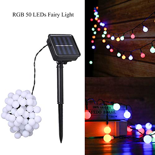 Guirnalda Luces Exterior Solar,Tomshine 50LED 6.9m Cadena de Luces Bolas Led Decorativas,IP44 Impermeable 8 Modos,Guirnaldas Luminosas para Exterior,Interior,Jardines Fiesta de Navidad (multicolor)