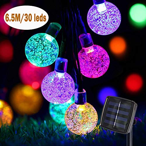 Guirnaldas de Luces Solar 6.5M 30 LED Cadena de Luces Solar 8 modos Farolillos Guirnalda Luces Luces de Cadena solar Guirnalda Bombillas solar Solar Luces exterior IP65 Impermeable