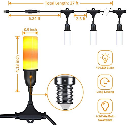 Guirnaldas Luces Exterior, Cocoda Guirnalda Luces de USB con 5W 10LEDs Bombillas, 8.2M Luces Jardin Impermeable para Decoración, Hogar, Terraza, Arboles, Patio, Bodas, Navidad, Fiesta