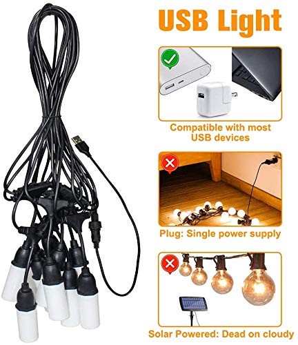 Guirnaldas Luces Exterior, Cocoda Guirnalda Luces de USB con 5W 10LEDs Bombillas, 8.2M Luces Jardin Impermeable para Decoración, Hogar, Terraza, Arboles, Patio, Bodas, Navidad, Fiesta