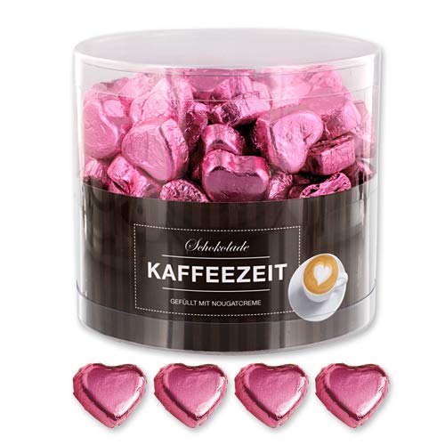 Günthart 150 corazones de chocolate rosa con relleno de nuez – crema de nougat.