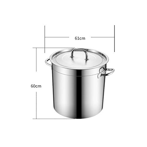 Guoguocy Ollas Rectas Acero Inoxidable Grande y Profunda de inducción de la Olla de cazuela de Cocina Stockpot, diámetro 35,5 cm, Altura 35 cm (35 litros) (Color : Silver, Size : 61cm*60cm)
