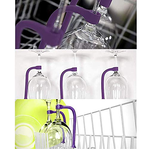 Gurxi Soporte para Copa de Vino con Lavavajillas Accesorio Flexible de Vino Portavasos Soporte para Vasos de Vino Champán Copa de Vino Lavavajillas Silicona Protector de Copas Más Seguro 4 Piezas