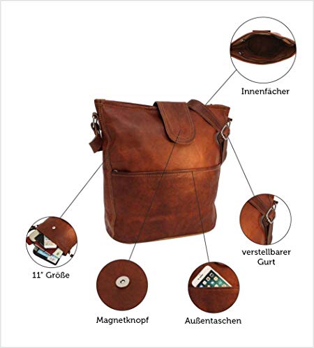 Gusti Bolso Bandolera - Jacqueline Bolso de Cuero marrón