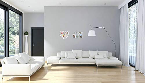 GUTEINTE Marco de Fotos de Pared con Forma de Corazón, Marco Múltiple para 4 Fotos De 4"X 6" / 10 X 15 cm - "Home & Love", Blanco Romántico