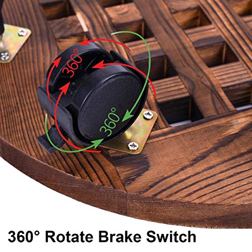 GuTen 10"/25cm Jardinera de Madera rodante Carrito Planta en Maceta Soporte de macetas Rack de Interior Maceta al Aire Libre Carrito con Ruedas giratorias de 360 ° Rolling Tray Coaster