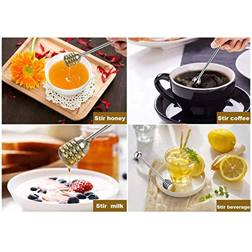 Gutyan Cuchara De Miel Acero Inoxidable 304 Miel Y Jarabe Dipper Stick Servidor Cuchara Agitador Barra De Manija Recta para Recipiente De Tarro con Cuentas Redondas, 15 Cm