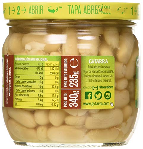Gvtarra Alubias Blancas Ecológicas, 235 g, Pack de 6