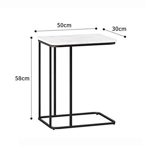 GWDJ Mesa Auxiliar Snack-Sofá Café lado del extremo de la tabla, de imitación de mármol de mesa, Plaza lateral Mesa decorativa portátil Tabla for sala de estar dormitorio Negro / glod Mesa de esquina