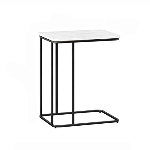 GWDJ Mesa Auxiliar Snack-Sofá Café lado del extremo de la tabla, de imitación de mármol de mesa, Plaza lateral Mesa decorativa portátil Tabla for sala de estar dormitorio Negro / glod Mesa de esquina