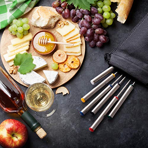 GWHOLE 6 x Tenedores para Fondue Queso de Acero Inoxidable, Pinchos de Fondue Chocolate con Mango