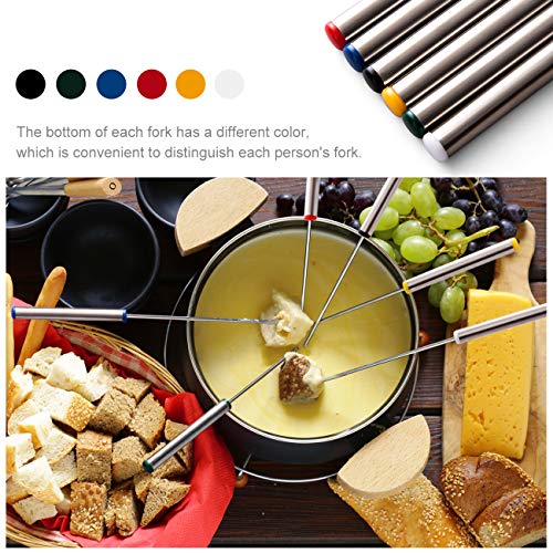 GWHOLE 6 x Tenedores para Fondue Queso de Acero Inoxidable, Pinchos de Fondue Chocolate con Mango