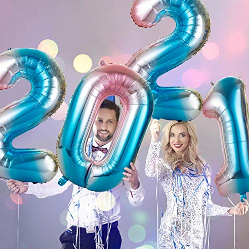 GWHOLE Globos Número 6, Globo Multicolor Mezclado de Azul Amarillo Rosa Globo Grande de Aluminio 1 2 3 4 5 6 7 8 9, Globos para Fiestas de Cumpleaños, Aniversario