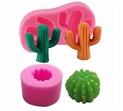 Gwill - Moldes de silicona para cactus con forma de pera, 2 unidades, para fondant, pasta de goma, chocolate, vela, arcilla polimérica