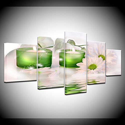 GYSS 5 Pintura Pintura De Lienzo Agua Verde 5 Piezas Pintura De Arte De Pared Fondos De Pantalla Modulares Impresión De Póster para Sala De Estar Decoración del Hogar 5 Paneles