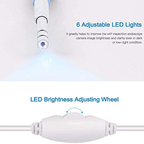GzxLaY Cuchara para oídos de 3,9 mm, con 6 LED de luz, Cuchara para oídos con Lente Ultra pequeña Se Puede Usar para observar la Salud del Canal auditivo, la Nariz y la Piel