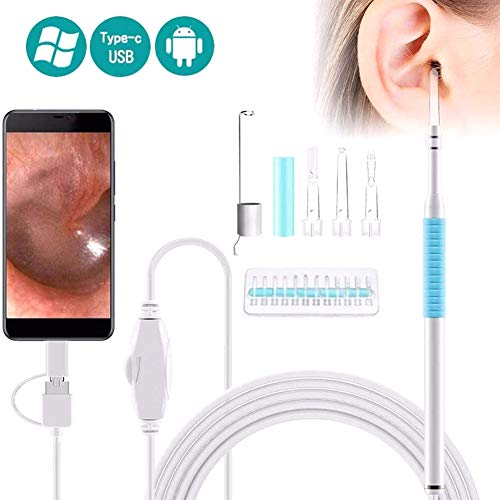 GzxLaY Cuchara para oídos de 3,9 mm, con 6 LED de luz, Cuchara para oídos con Lente Ultra pequeña Se Puede Usar para observar la Salud del Canal auditivo, la Nariz y la Piel