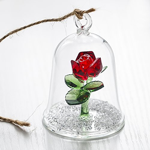 H y D cristal bola de flores de rosas figura adorno de sueños en una cúpula de cristal regalos para ella