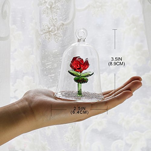 H y D cristal bola de flores de rosas figura adorno de sueños en una cúpula de cristal regalos para ella