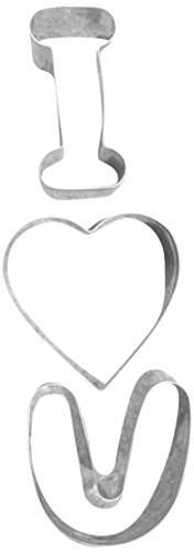 Habi Cake Design I Love You Confección 3 Corta Galletas, INOX
