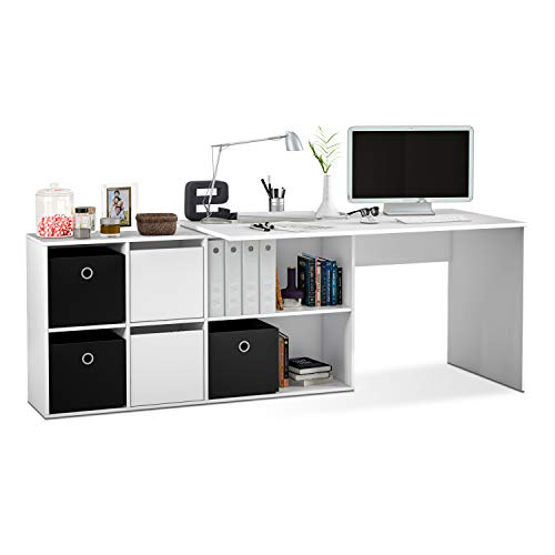 Habitdesign 004606A - Mesa Escritorio, Mesa despacho Reversible, Color Blanco Artik, Estudio Modelo Adapta XL