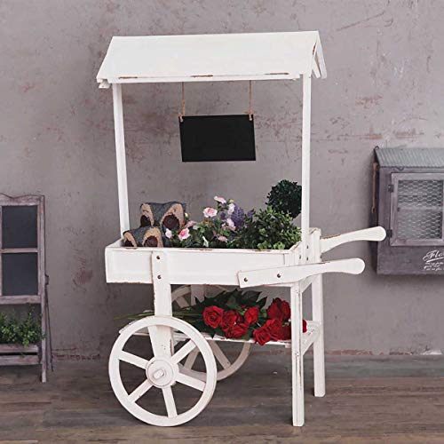 Hacer Un Viejo Estante para Plantas Retro Soporte De Flores De Madera Carro De Jardín Exhibición Artesanal Estantes De Almacenamiento, Pizarra Pequeña, para Al Aire Libre Balcón Patio