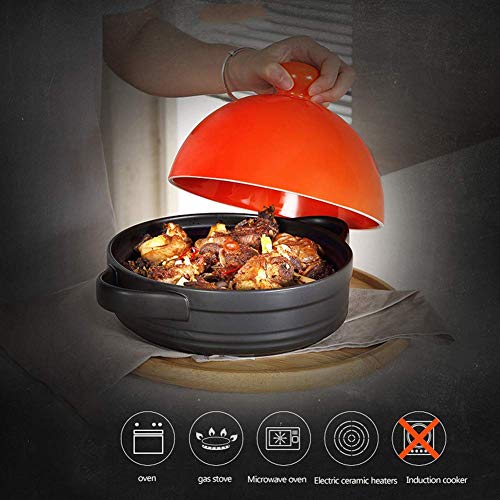 H.aetn Olla de cocción Tajine de 7.5 Pulgadas, Olla de cazuela, Cacerola, Sopa de cerámica, Olla de Fideos de Leche Resistente al Calor, Olla Antiadherente para arroz, gachas de Avena, Rojo
