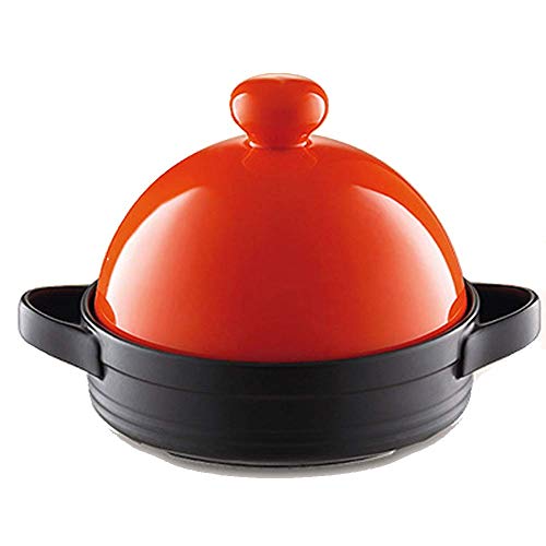 H.aetn Olla de cocción Tajine de 7.5 Pulgadas, Olla de cazuela, Cacerola, Sopa de cerámica, Olla de Fideos de Leche Resistente al Calor, Olla Antiadherente para arroz, gachas de Avena, Rojo