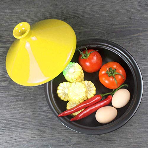 H.aetn Tagine de Cocina Grande, Olla de tagine de cerámica de 23 cm, cazuela para estofado, Olla de cocción Lenta, Olla de Cocina sin Plomo, con Pala de Madera y Bandeja, Naranja