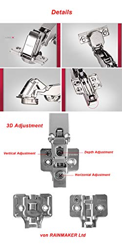 HAFELE 165 Grado Bisagras Automática con Amortiguación Integrada Bisagra con Cierre Automático para Puerta de Empotrado Mueble Armario de Cocina Totalmente Solapado Alemania Marca Juego de 2