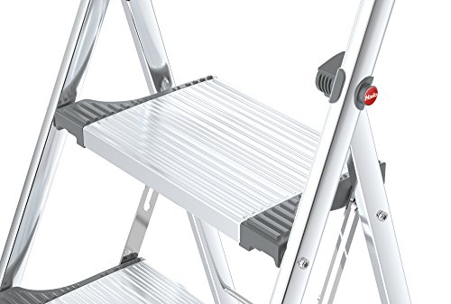 Hailo 4303-201 Taburete de aluminio con estribo alto de seguridad (3 peldaños)