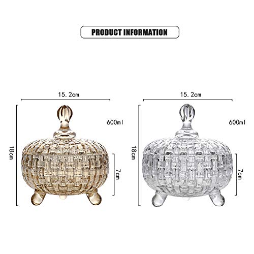 H·Aimee Bomboneras de Cristal con Tapa - Conjunto de 1,Bote Cristal para Galletas Caramelo de Menta Tarro de Dulces Chuches (Diámetro: 15,2CM)