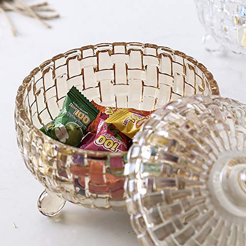 H·Aimee Bomboneras de Cristal con Tapa - Conjunto de 1,Bote Cristal para Galletas Caramelo de Menta Tarro de Dulces Chuches (Diámetro: 15,2CM)