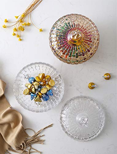 H·Aimee Bomboneras de Cristal con Tapa - Conjunto de 1,Bote Cristal para Galletas Caramelo de Menta Tarro de Dulces Chuches (Diámetro: 15,2CM)