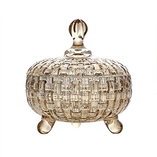 H·Aimee Bomboneras de Cristal con Tapa - Conjunto de 1,Bote Cristal para Galletas Caramelo de Menta Tarro de Dulces Chuches (Diámetro: 15,2CM)