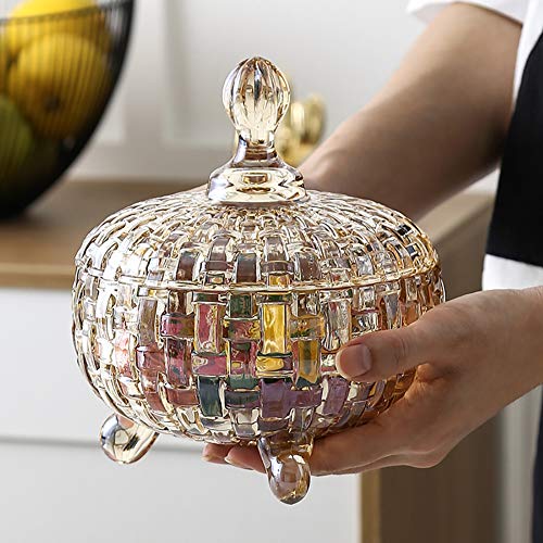 H·Aimee Bomboneras de Cristal con Tapa - Conjunto de 1,Bote Cristal para Galletas Caramelo de Menta Tarro de Dulces Chuches (Diámetro: 15,2CM)